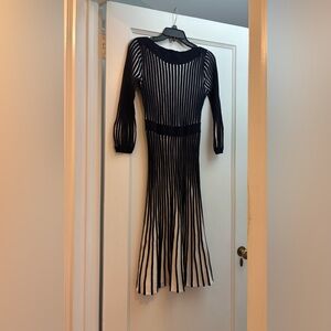 Elegant Black and White Striped Dress